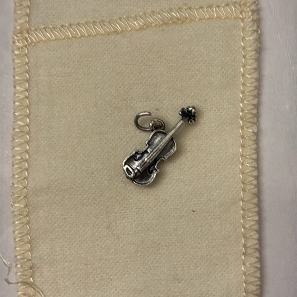 Retired James Avery Sterling Silver Violin Pendant Charm CUT jump ring